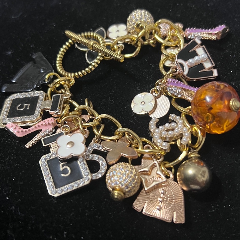 Gold and Black Charm Bracelet - Picture 11 of 11